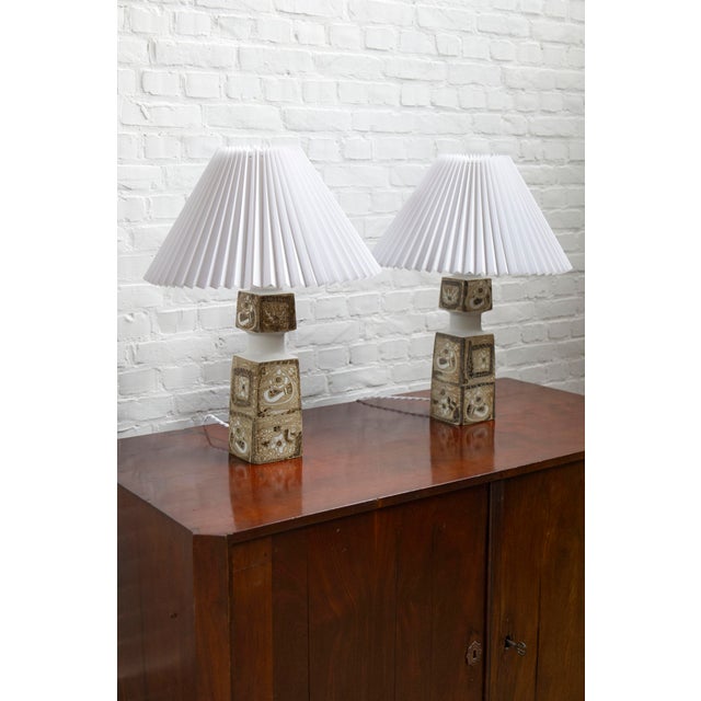 Danish Porcelain Baca Table Lamps by Nils Thorsson for Royal Copenhagen, 1960s, Set of 2 For Sale - Image 3 of 18