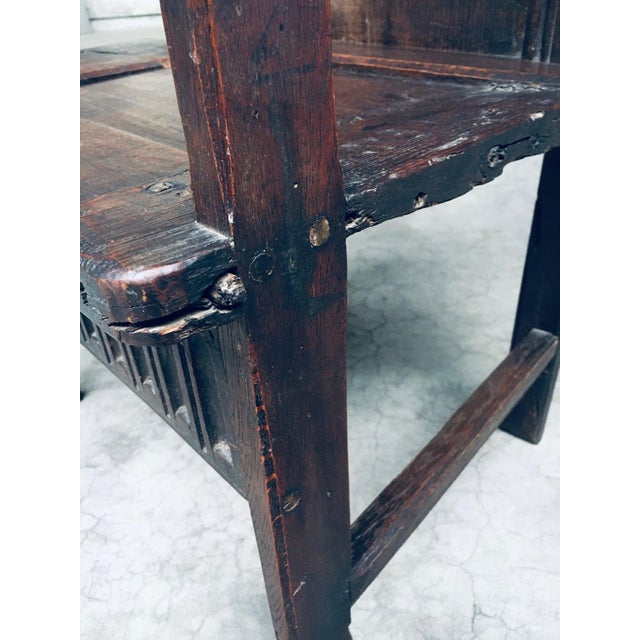 Vintage Primitive Folk Art Hand Made Arm Chair. Made in the 19th Century. Solid oak wood constructed armchair. Probably...