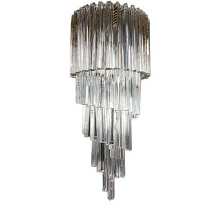 Crystal Glas Trilobo Spiral Chandelier from Venini, 1960s For Sale