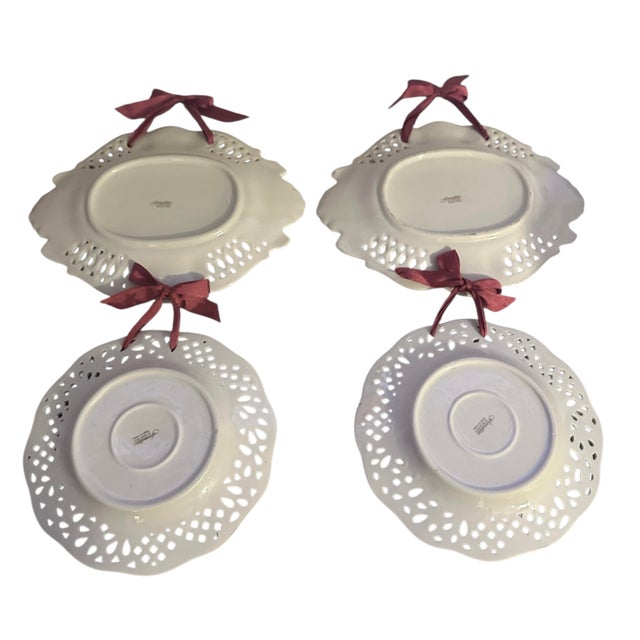 1980s Vintage Formalities by Baum Brothers Victorian Rose Pierced Plates - A Set of 4 For Sale - Image 5 of 11