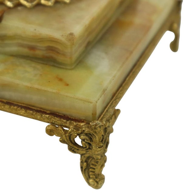 Onyx and Brass Column Table Lamp, 1950s For Sale - Image 15 of 17