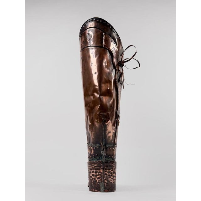 Italian Mid-Century Copper Western Boot Umbrella Stand, Repoussé Decoration, 70s, 1970s For Sale - Image 11 of 18