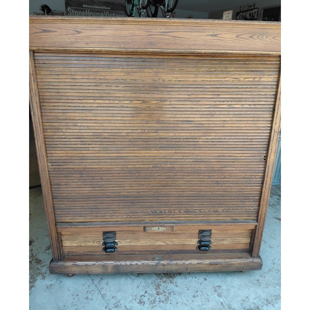 Antique 85 Drawer Cabinet With Tambour Front Attributed to Hamilton For Sale - Image 12 of 16