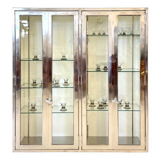 Large Vintage Display Case in Stainless Steel and Glass, 1960s For Sale