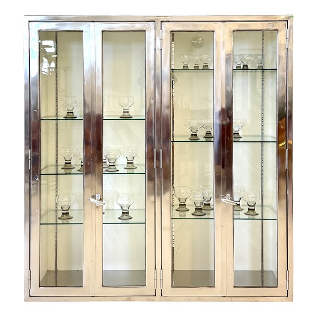 Large Vintage Display Case in Stainless Steel and Glass, 1960s For Sale