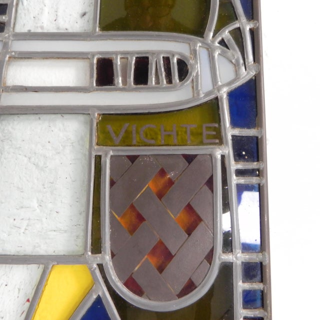 1950s Stained Glass with Image of Man with Weaving Shuttle Vichte, 1950s For Sale - Image 5 of 12