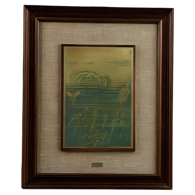 Framed Painted & Engraved 800 Silver Plate from Catraro For Sale