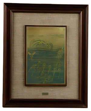 Framed Painted & Engraved 800 Silver Plate from Catraro