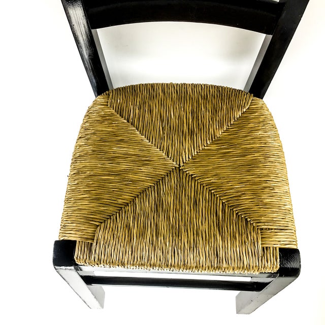 Wood 90’s Black Painted Children’s Side Chair With Rattan Seat For Sale - Image 7 of 9