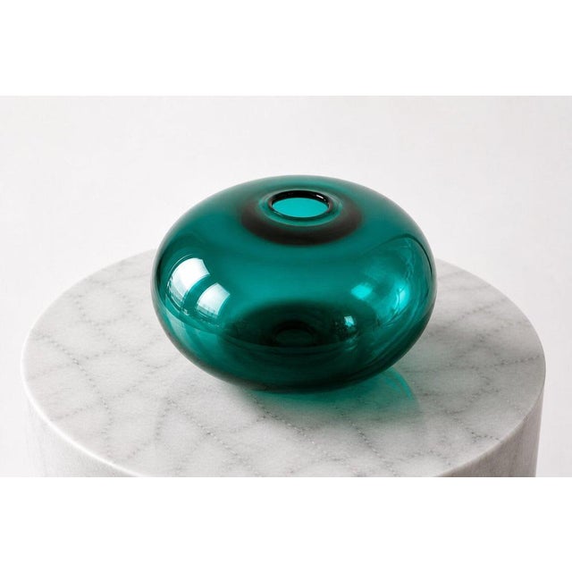 Glass Large Emerald Green Art Glass Stockholm Donut Vase from Ikea, 1999 For Sale - Image 7 of 8