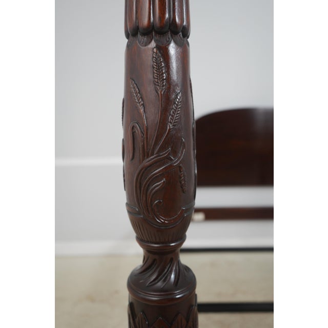 Wood Stickley Rice Carved Mahogany Queen Size 4 Post Bed For Sale - Image 7 of 18