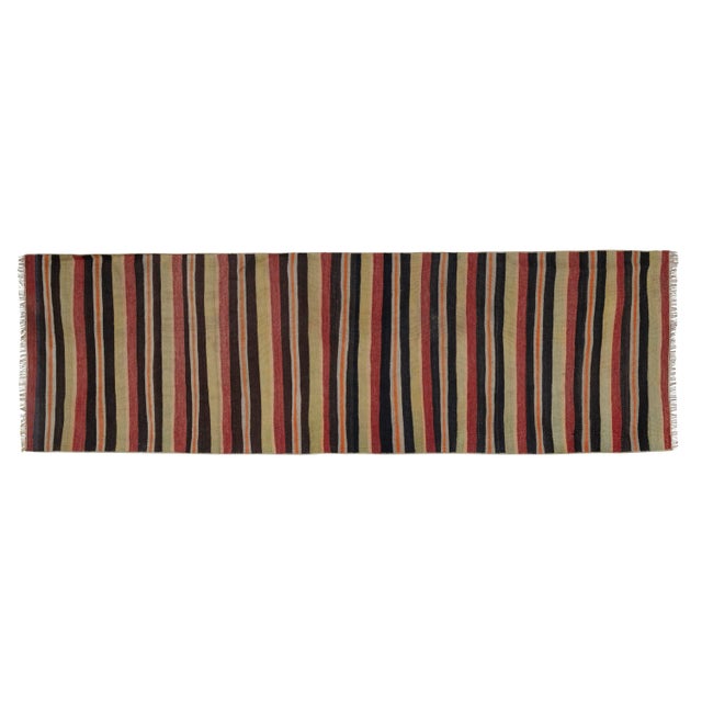 Vintage Colorful Striped Turkish Kilim Rug Runner 2'6" X 8' 30.3'' x 96.4'' / 77 x 245 cm Hand woven with high quality...