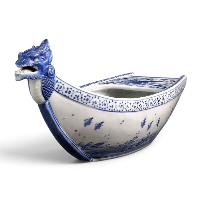 Japanese Jeweled Porcelain Dragon Ship from Mikawachi, 1890s For Sale - Image 6 of 13