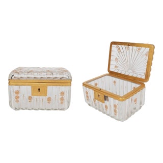 Pair of 19th Century French Baccarat Gilt Bronze & Crystal Boxes For Sale
