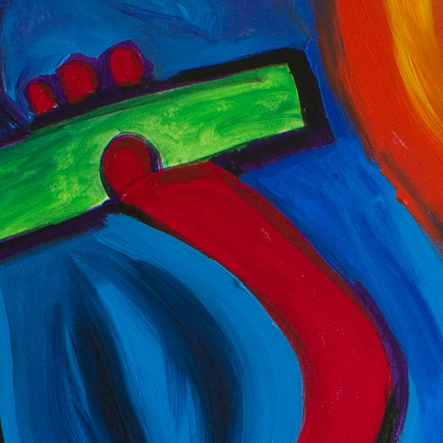 Textile The Blacksmith – Abstract Figurative Acrylic Painting – 48 X 48 In For Sale - Image 7 of 7