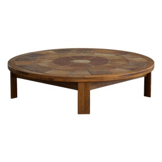 Mid-Century Danish Wood Coffee Table with Ceramic Tile Top by Tue Poulsen, 1970s For Sale