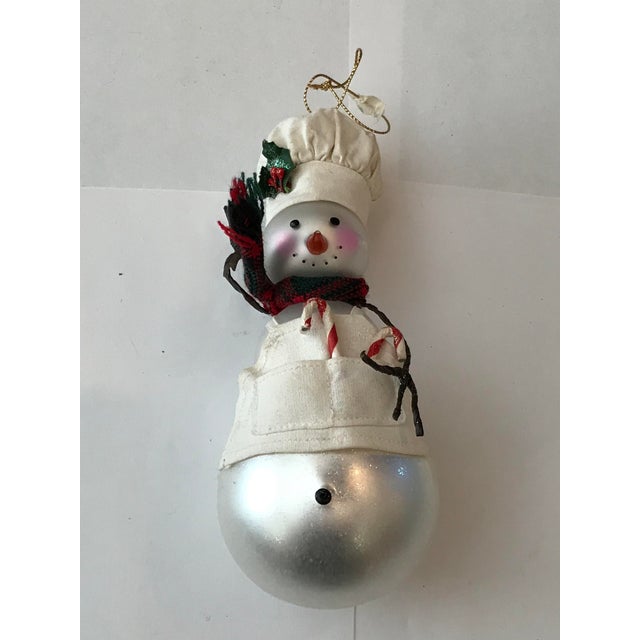 Glass 1960s Vintage Old Mold German Blown Glass Snowman Chef Christmas Ornament For Sale - Image 7 of 7
