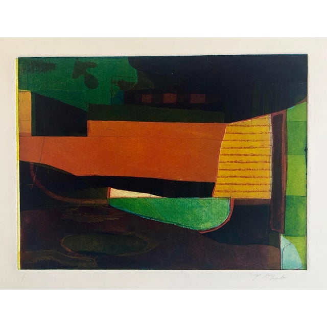 Abstract Modernist Colorful Bold Monoprint Monotype Painting Print Pierre Obando, 1997 For Sale