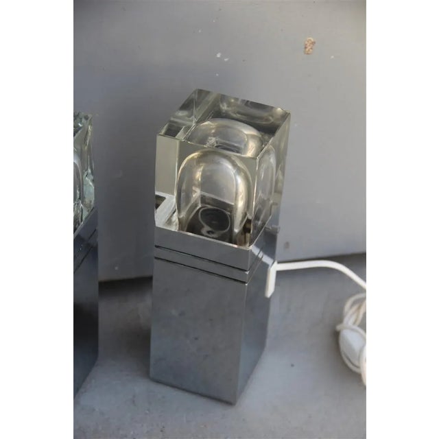 1970s Italian Cubic Table Lamps by Gaetano Sciolari for Sciolari, 1970s, Set of 2 For Sale - Image 5 of 7