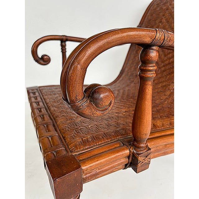 Late 20th Century Rattan British Colonial Style Plantation Planters Chair, Woven Seat For Sale - Image 11 of 13