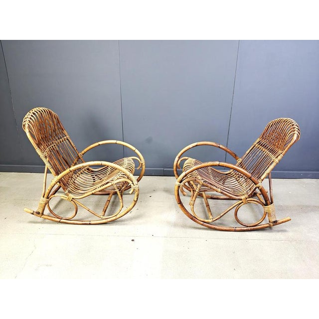 Vintage Bamboo Rocking Chairs, 1960s, Set of 2 For Sale - Image 4 of 11