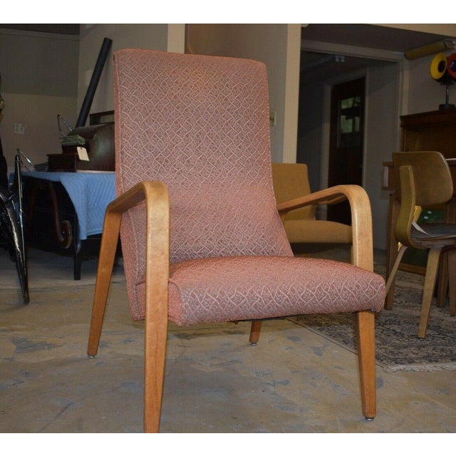 Rose Thonet Mid Century Modern Bentwood Highback Upholstered Chair For Sale - Image 8 of 11