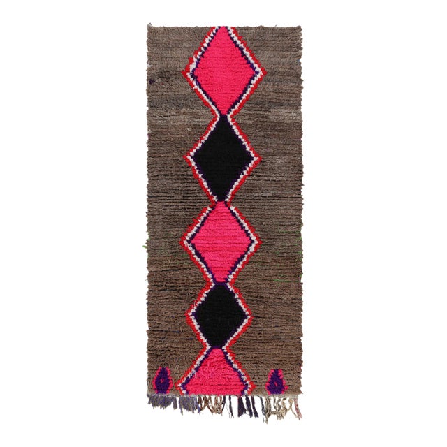 Vintage Moroccan Rug With Polychromatic Diamond Medallion, From Rug & Kilim For Sale