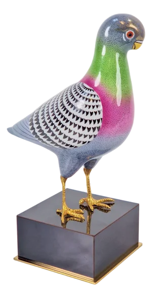 Italian Hand Painted Porcelain Pigeon by Giulia Mangani, 1970s