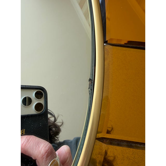 Mid 20th Century Oval Gold Hand-Cut Beveled Glass Mirror Model 2727 by Cristal Art For Sale - Image 6 of 17