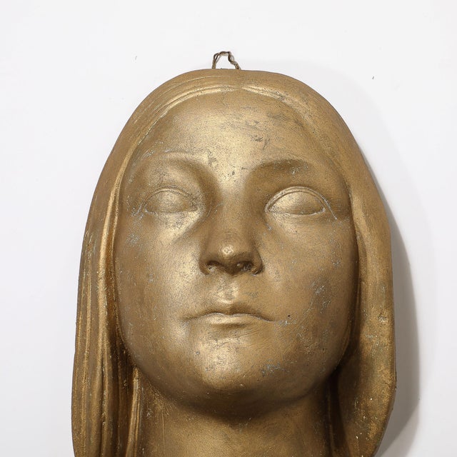 Sculpture Materials Art Deco Gilded Plaster Wall Plaque For Sale - Image 7 of 9