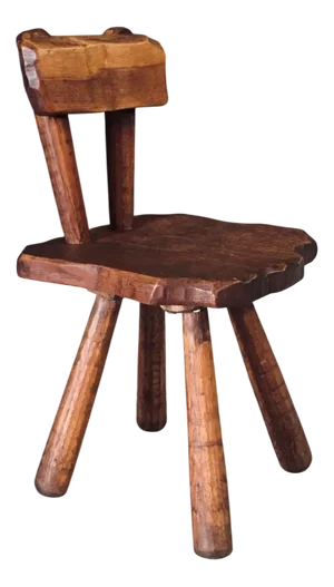 Rustic Alpine Hand-Carved Oak Chair, France, 1920s