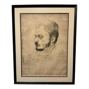 Artist Proof Etching of a Man “Head #1” by Harry Hurwitz
