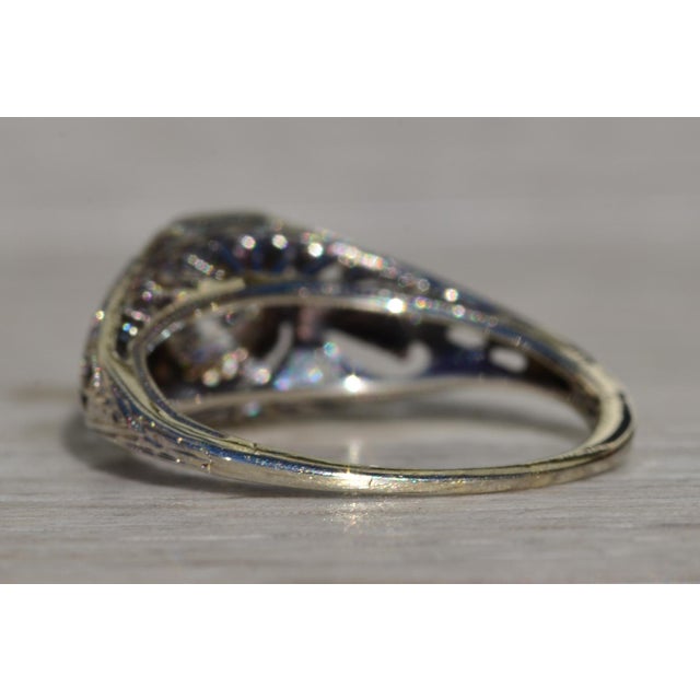 The Paconia: Ladies 18K White Gold Art Deco Diamond Engagement Ring For Sale In Philadelphia - Image 6 of 11