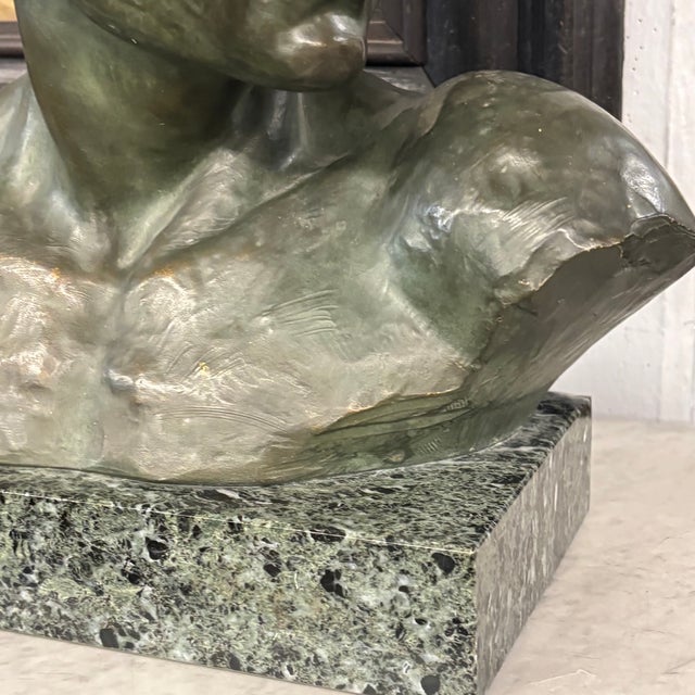 Antique Art Deco Male Bust Sculpture from J. Domisse, 1930s For Sale - Image 4 of 13