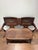 An exceptional early 20th-century German tavern bench, masterfully handcrafted from richly figured quartersawn tiger oak...