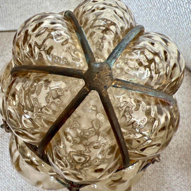 Seguso Murano Hand-Blown Glass Lantern With Sculptural Metal Cage 1930s to 1950s For Sale - Image 12 of 17