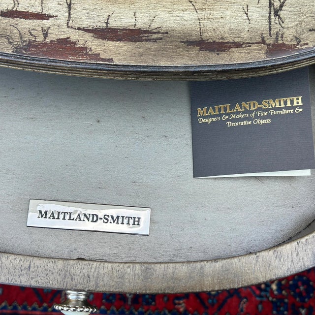 Silver Signed Maitland-Smith French Style Silver Leaf Serpentine Three Drawer Console Table For Sale - Image 8 of 11