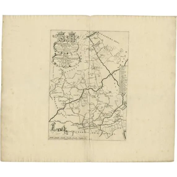 Antique Map of the Hennaarderadeel Township Friesland by Halma, 1718 For Sale