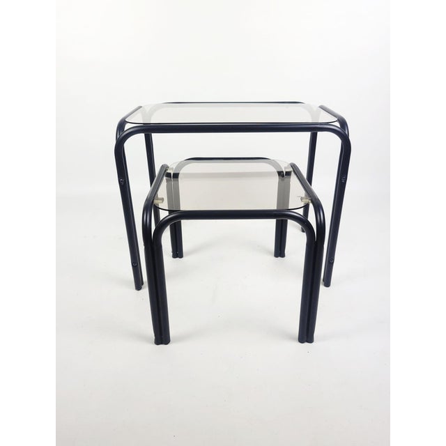 Black Vintage Glass Side Tables, 1980s, Set of 2 For Sale - Image 8 of 11