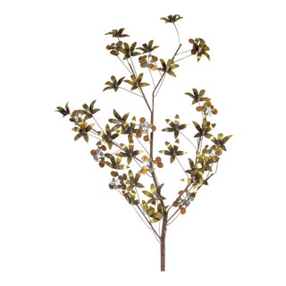 Vintage C.1980 Signed Curtis Jere' (Artist) Hand-Forged Brass, Chrome & Copper, "Leaf and Raindrops," Wall Sculpture For Sale