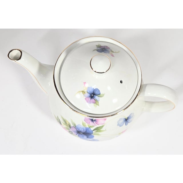 Late 20th Century Pastel Pansies Teapot For Sale - Image 9 of 12