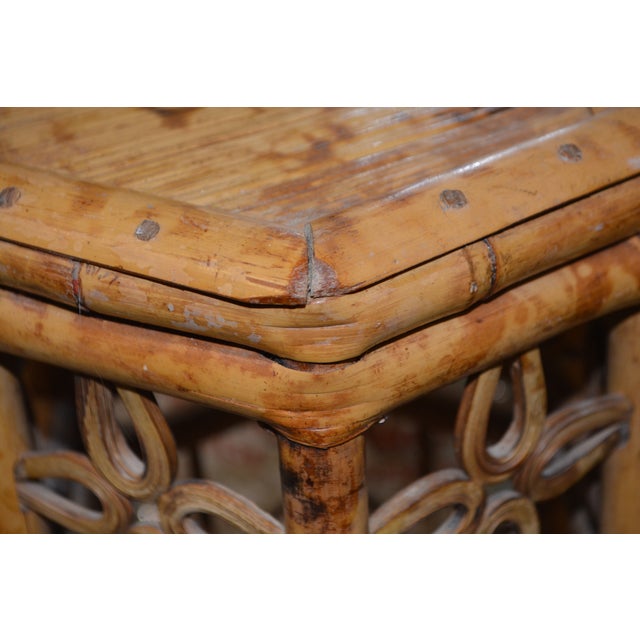 Wood Vintage Bamboo Hexagonal Plant Stand / Table For Sale - Image 7 of 12