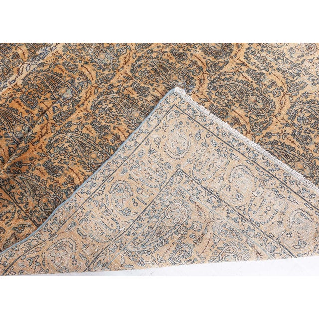 19th Century Persian Tabriz Honey Yellow and Black Handwoven Wool Rug For Sale - Image 4 of 8