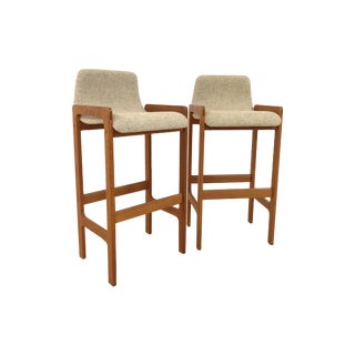 Vintage Danish Teak Bar Stools - A Pair For Sale