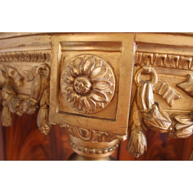 Gold Italian Neoclassical Demilune Gilt Wood Console Table For Sale - Image 8 of 13