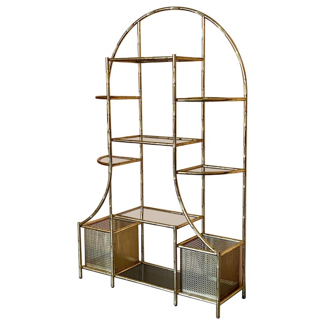 1970s Brass Faux Bamboo Etagere Unit, Hollywood Regency 1980s For Sale - Image 15 of 18