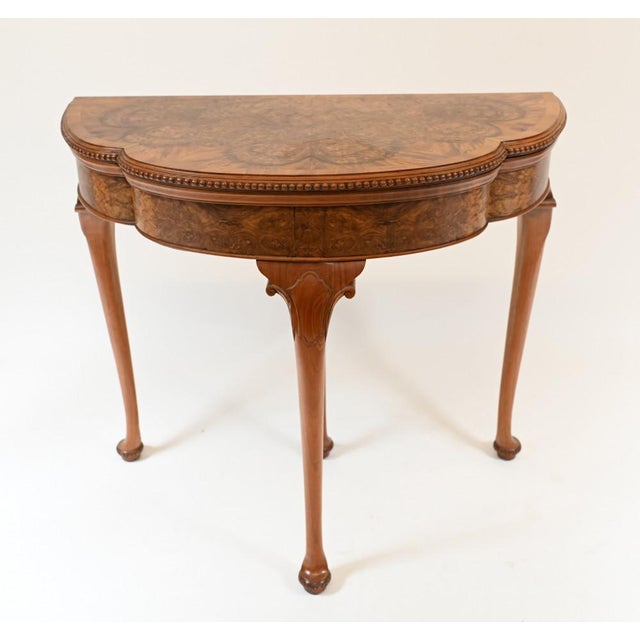 Brown Queen Anne Burr Walnut Games Table, 1930s For Sale - Image 8 of 8