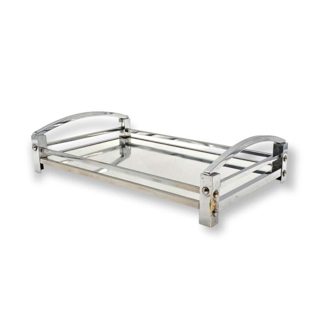 Jacques Adnet, Modernist Mirrored Tray, Maison Adnet, France 1940 /1950 For Sale - Image 11 of 18