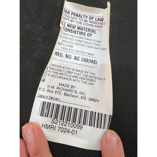 Large slipper chair by H.M.Richards made in the USA Fabric is multicolor featuring tan, dark, brown blue, green and red...