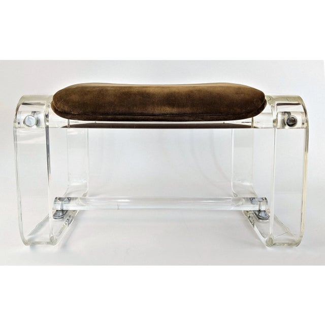 Mid-Century Modern Vintage Lucite Stool Ottoman For Sale - Image 3 of 13
